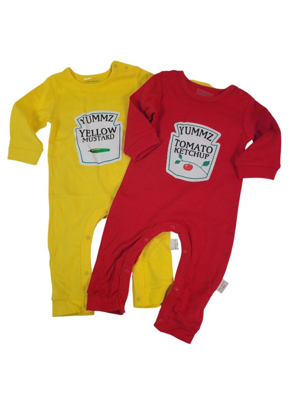 NEW Ysculbutol Baby Mustard & Ketchup Long Sleeve Bodysuits 7-9M Snap Closure